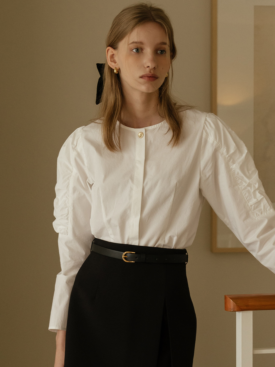 [2차]Shirring line blouse_White