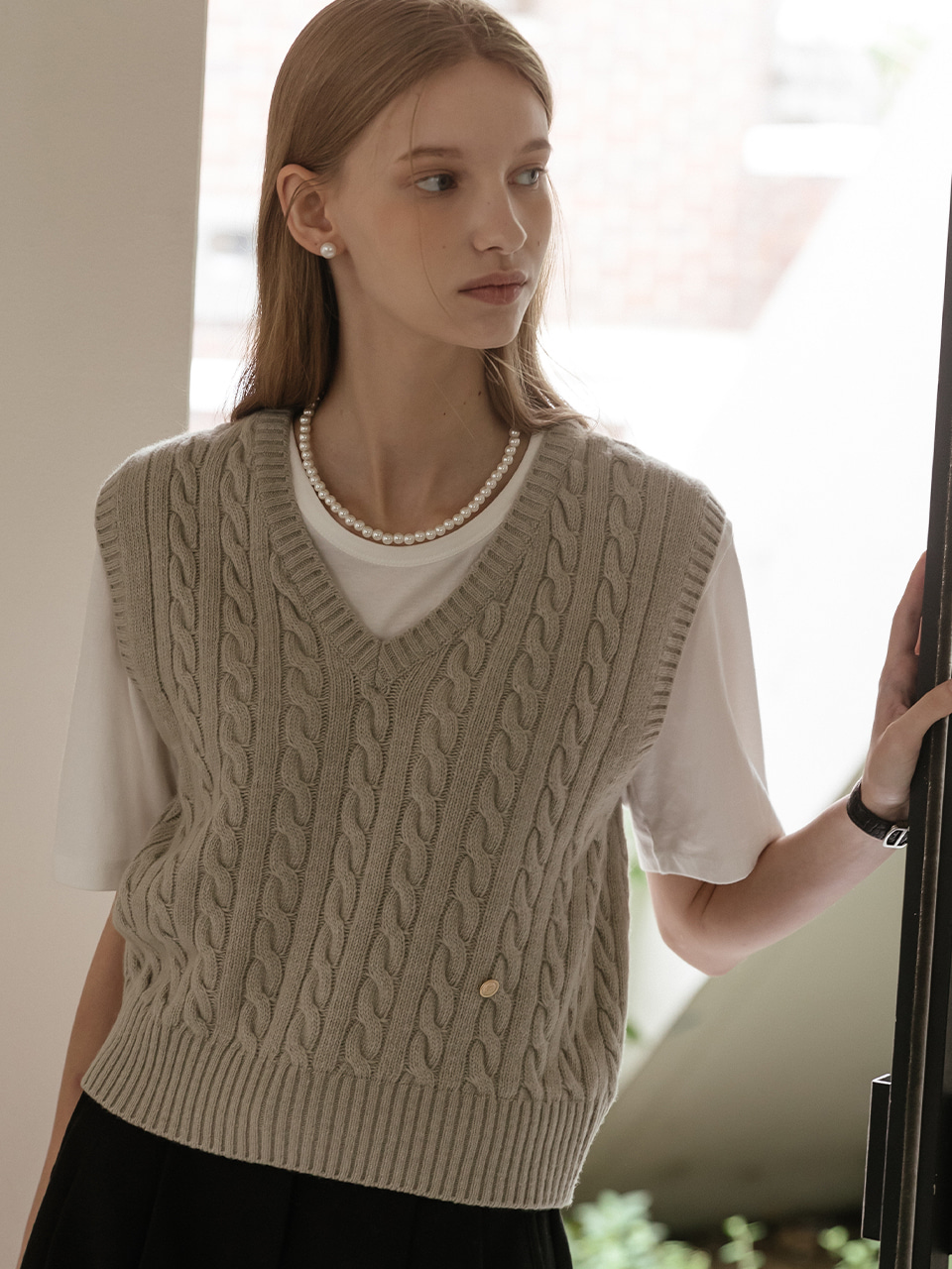 [조보아 착용]Monica knit vest_Khaki